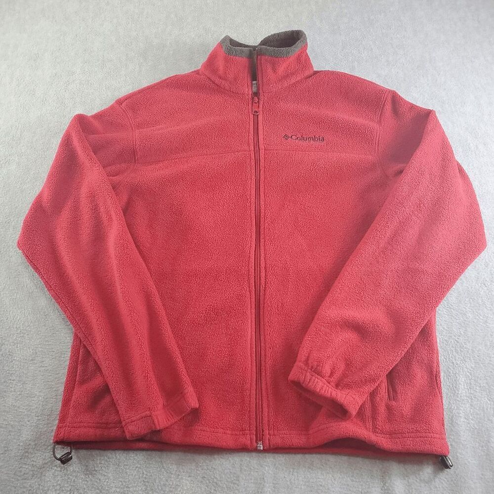 Columbia Sportswear Jacket Mens Large Red Field Gear Fleece Outdoor Full Zip